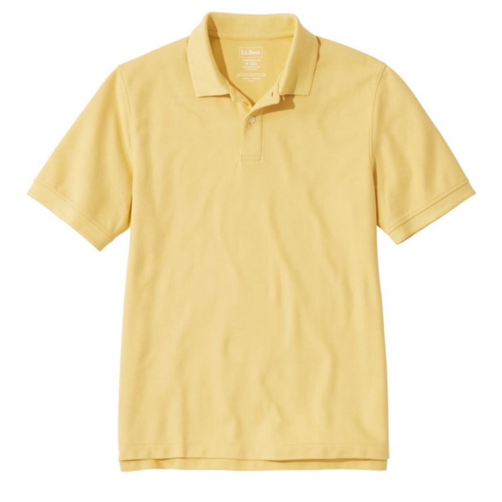 L.L. Bean Men’s Polo Shirt L Yellow Short Sleeve Cotton Classic Fit Golf Casual
